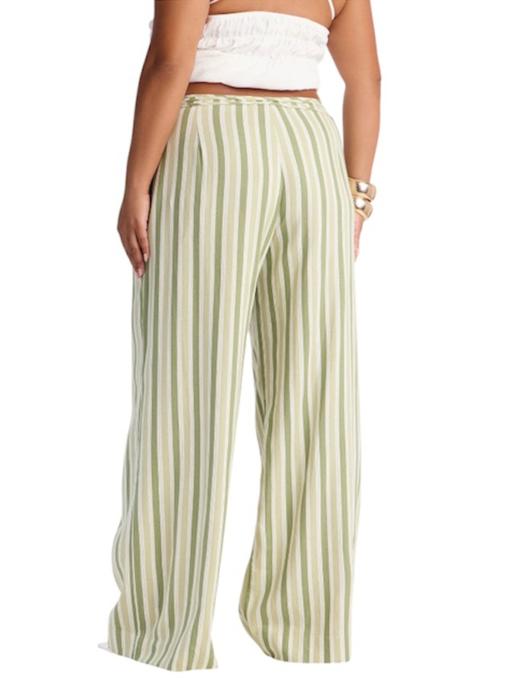 [Fashion Nova] Low Rise Striped Linen Wide Leg Pant - Picture 3 of 4